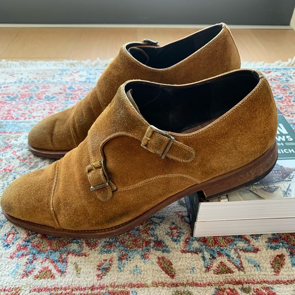 Magnanni Suede Double Monk Strap Shoe 